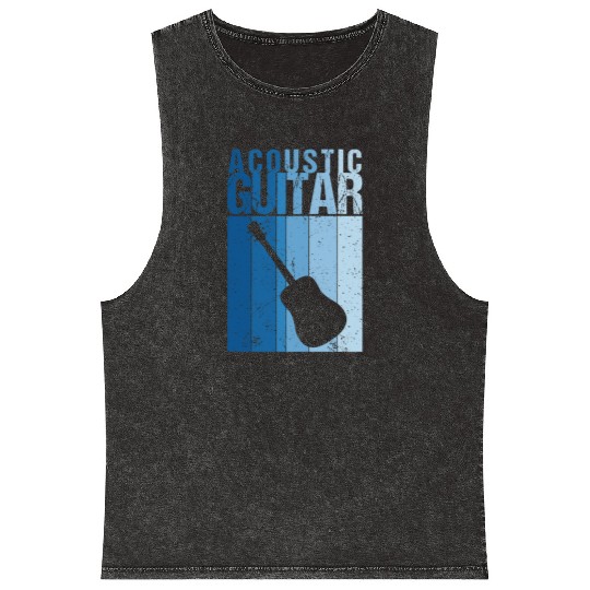 Vintage Acoustic Guitar Country Blues Musician Mineral Wash Tank Tops