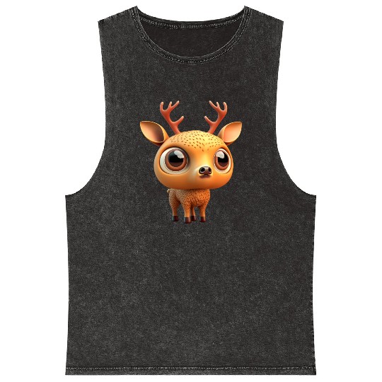 Cute deer cartoon character Mineral Wash Tank Tops