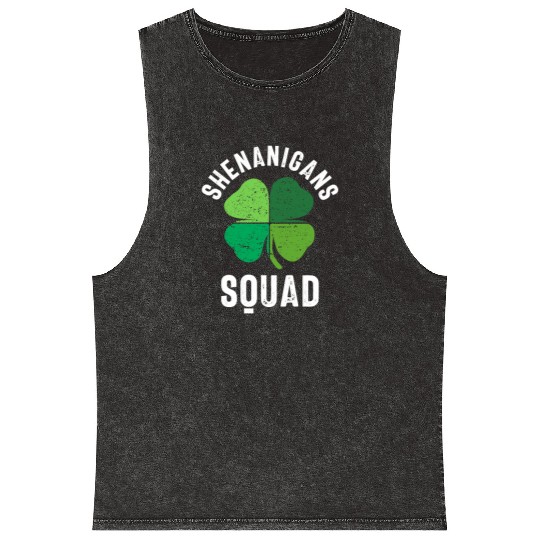 Shenanigans Squad St Patricks Day Mineral Wash Tank Tops