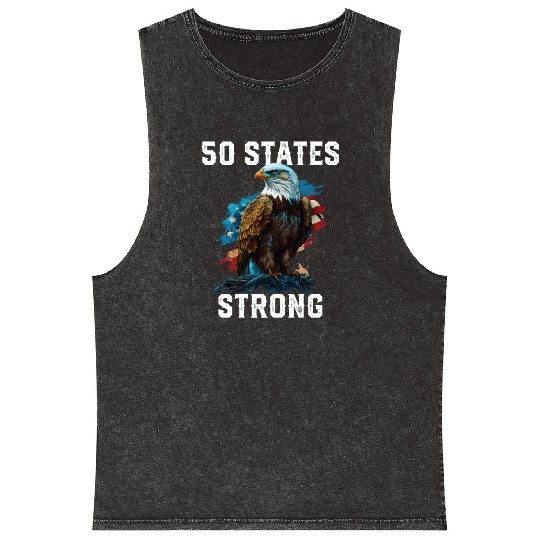 50 States Strong American Bald Eagle America 4th Mineral Wash Tank Tops