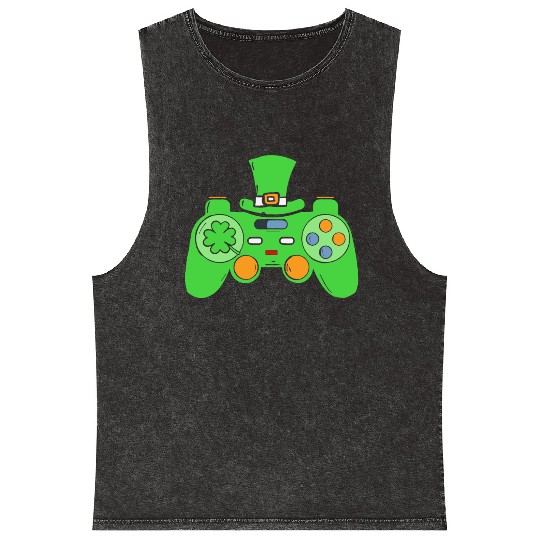 Video Game Gaming St Patricks Day Gamer Mineral Wash Tank Tops