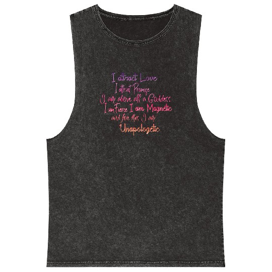 I am a Goddess-Self Love/Self Care Mantra Mineral Wash Tank Tops