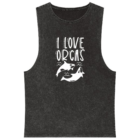 I Love Orcas Sea Orca Protect Whale Mineral Wash Tank Tops