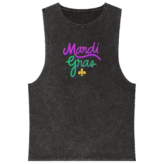 Mardi Gras Carnival Fiesta Party Louisiana New Orl Mineral Wash Tank Tops