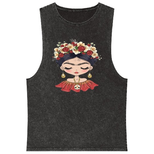 Frida Kahlo Mineral Wash Tank Tops