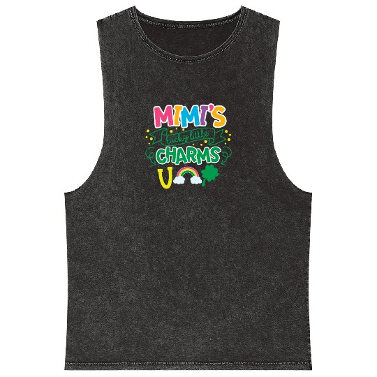 Mimi's Lucky Little Charms Clover Shamrock Mineral Wash Tank Tops