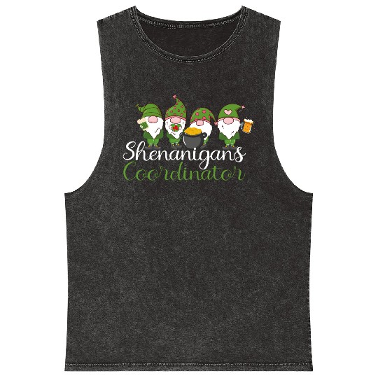 Shenanigans Coordinator St Patricks Day Gnomes Mineral Wash Tank Tops