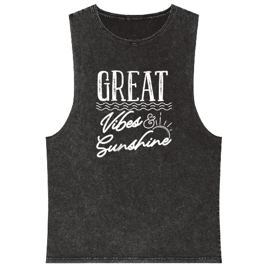 Great Vibes and Sunshine Holiday Friends Party Mineral Wash Tank Tops