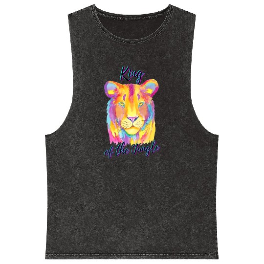 Lion King of the Jungle Mineral Wash Tank Tops