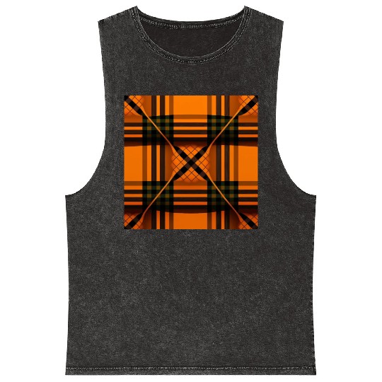 Innovative Orange Tartan A Design for the Fashion Mineral Wash Tank Tops