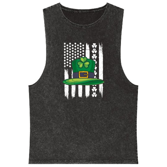 St. Patrick's Day in USA Shenanigans Mineral Wash Tank Tops