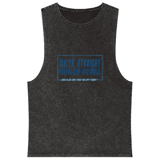 White Straight Republican and Male Mineral Wash Tank Tops