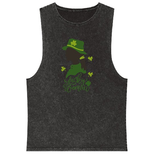 St Patricks Day | Lucky Women Mineral Wash Tank Tops