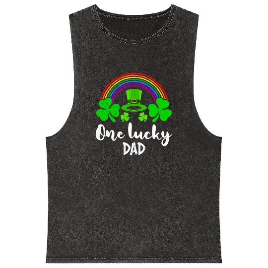 One Lucky Dad St Patrick's Day Papa Mineral Wash Tank Tops