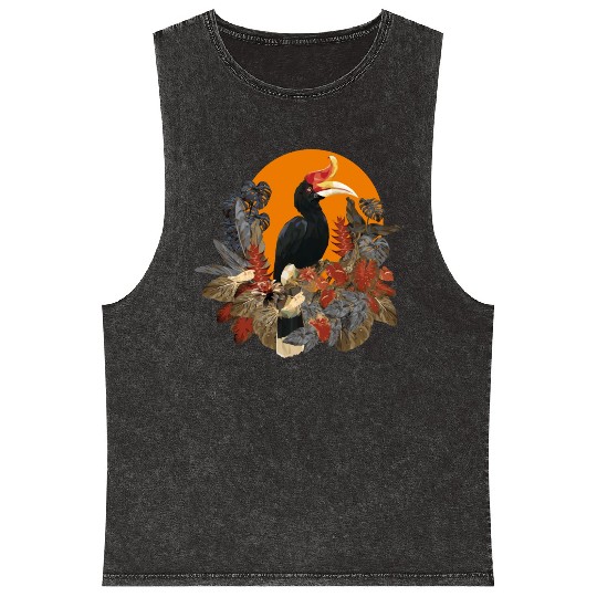 Low Polygonal Of Rhinoceros Hornbill Birds Mineral Wash Tank Tops