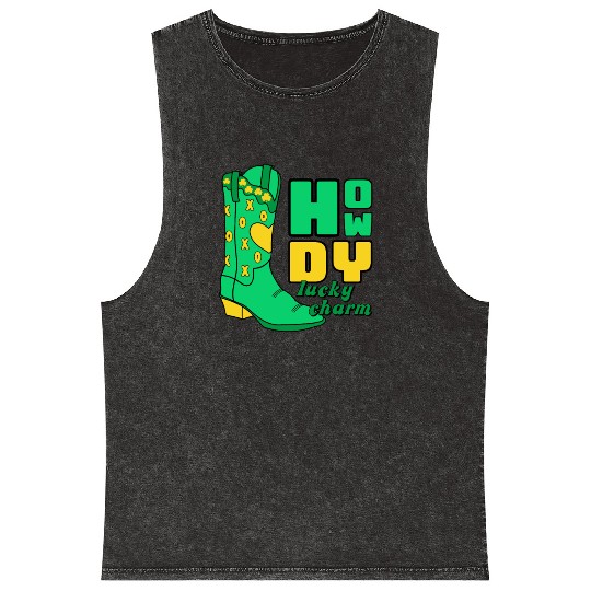Howdy Lucky Charm St Patrick Day Apparel Mineral Wash Tank Tops