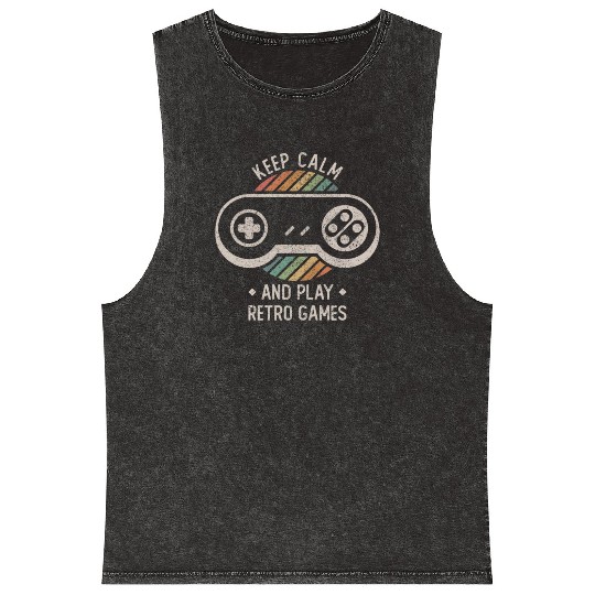 Retro Gaming Keep Calm Spruch Games Nerd Geek Mineral Wash Tank Tops