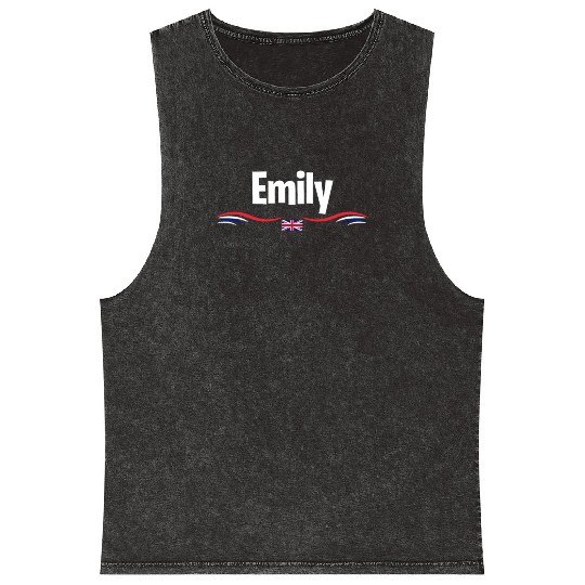UK Flag Emily England Girl British Birthday Name Mineral Wash Tank Tops