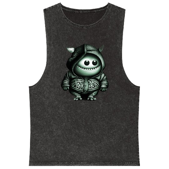 Goofy Looking Monster Green Mineral Wash Tank Tops