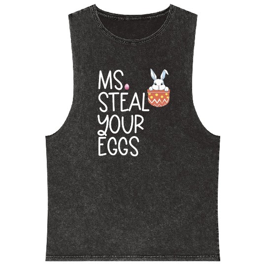 Ms Steal Your Eggs Kids Easter Sunday Funny Easter Mineral Wash Tank Tops