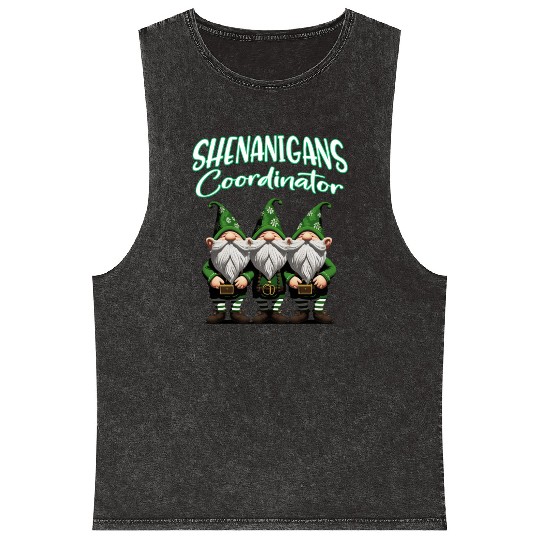 Shenanigans Squad Gnomes St Patrick's Day Mineral Wash Tank Tops