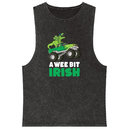 St Patricks Day A Wee Bit Irish T-Rex Truck Mineral Wash Tank Tops
