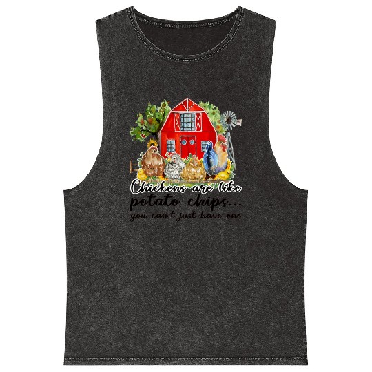 Funny Quotes Chicken Sublimation Mineral Wash Tank Tops