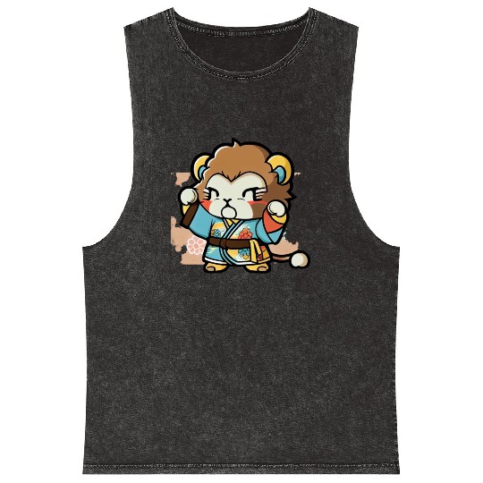 lion in kimono Mineral Wash Tank Tops
