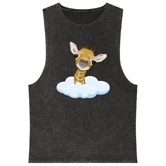 Giraffe with overlook Mineral Wash Tank Tops