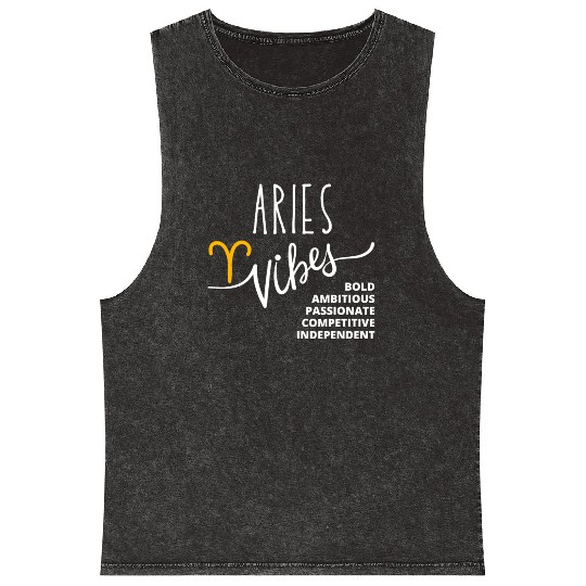 Aries: Embrace Your Fearless and Bold Nature Mineral Wash Tank Tops