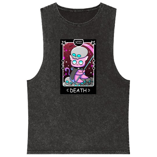 Kawaii Pastel Goth Tarot Card Death Grim Reaper Cu Mineral Wash Tank Tops