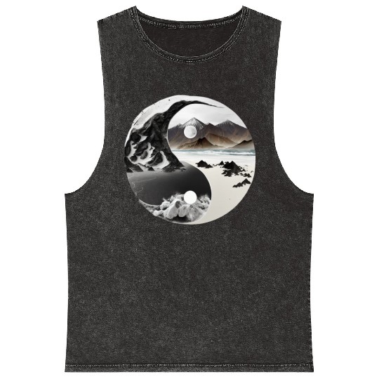 Ying Yang - mountains - beach Mineral Wash Tank Tops