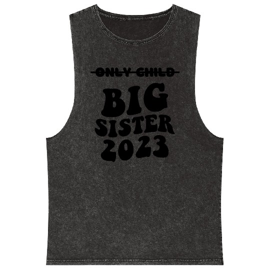 Only Child Expires 2023 Promoted to Big Sister Mineral Wash Tank Tops