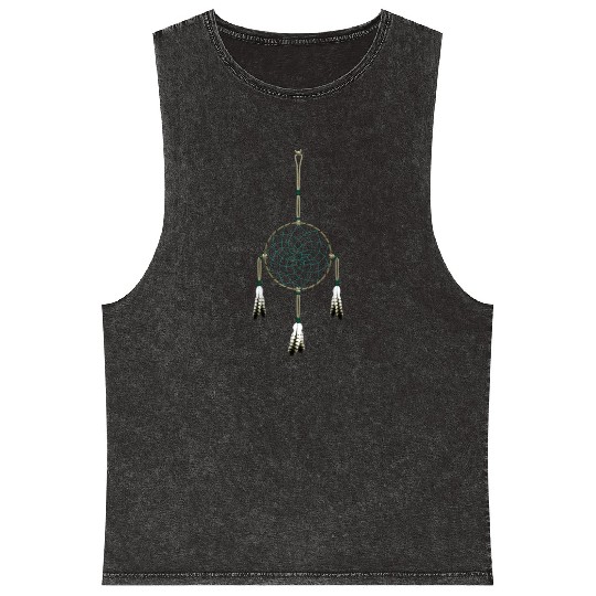 native american dreamcatcher green Mineral Wash Tank Tops