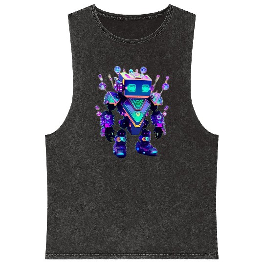 Gemstone Guardian Robot Made of Sparkling Crystals Mineral Wash Tank Tops