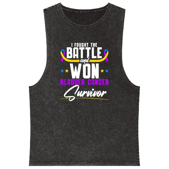 Fought The Battle And Won Bladder Cancer Survivor Mineral Wash Tank Tops