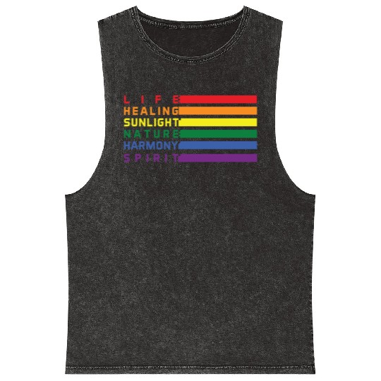 Lgbtq flag LGBTQ lesbian pride flags Mineral Wash Tank Tops