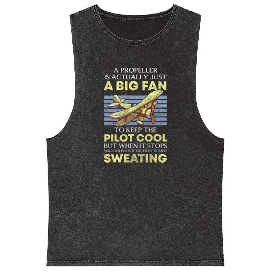 Pilot Airfield Jet Flight School Mineral Wash Tank Tops