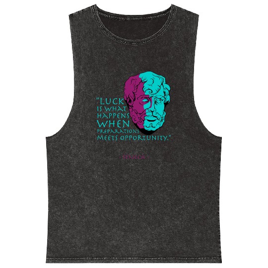 Seneca Stoic Philosophy Quote, Luck Mineral Wash Tank Tops
