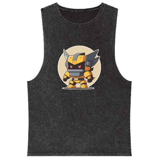 Ninja warrior mech robot kawaii illustration Mineral Wash Tank Tops