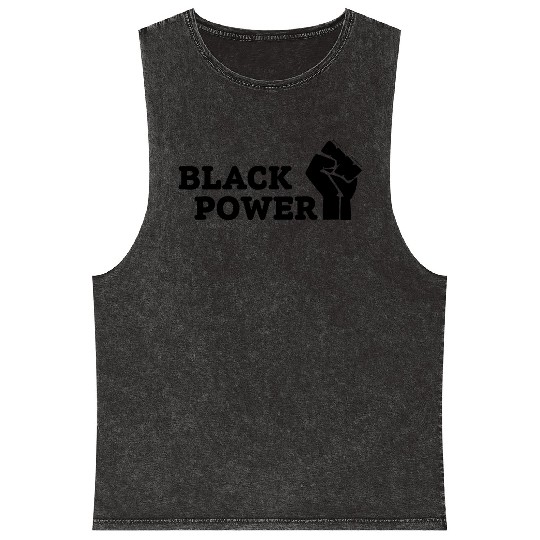 Black Power Mineral Wash Tank Tops