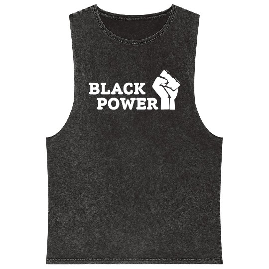 Black Power Mineral Wash Tank Tops