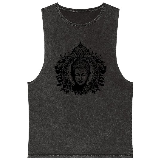 Meditating Buddha Lotus Spirit Portrait Mineral Wash Tank Tops