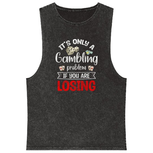 Cards Blackjack Spades Mineral Wash Tank Tops