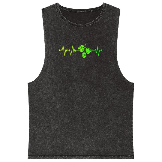 Green Olive Heartbeat Mineral Wash Tank Tops