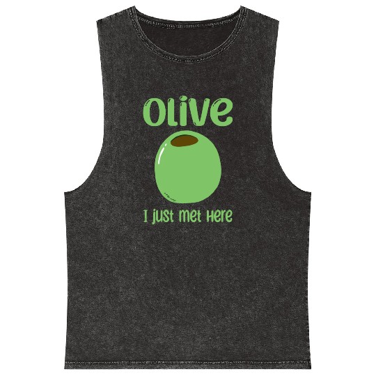 Green Olive Lover Quote Mineral Wash Tank Tops