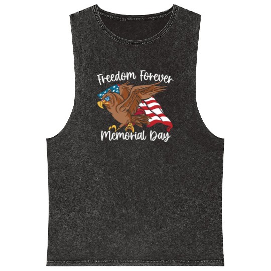 Patriotic Veteran USA Flag American Memorial Day Mineral Wash Tank Tops