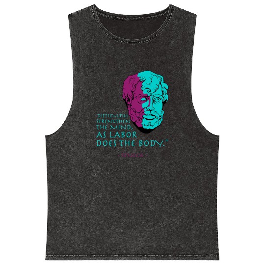 Seneca Stoic Philosophy Quote Mineral Wash Tank Tops