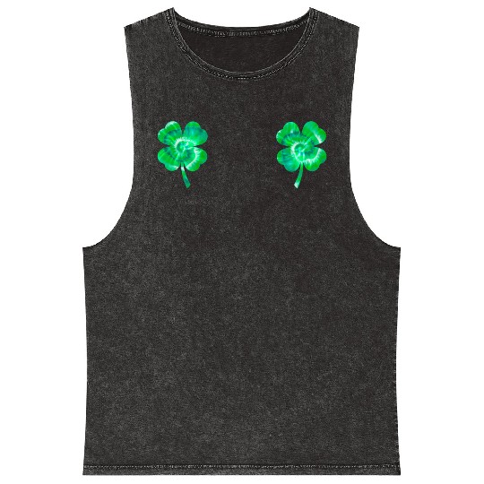 Shamrock Boobs Tie Dye Irish Boobies St Patricks Mineral Wash Tank Tops