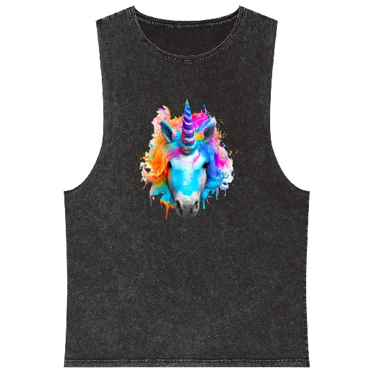 Colourful unicorn Mineral Wash Tank Tops